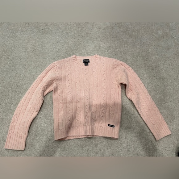 Abercrombie & Fitch Sweaters - Abercrombie & Fitch cable knit, pink sweater. nice and warm, 100% wool sweater.